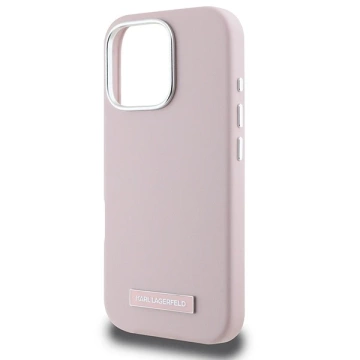 Karl Lagerfeld Hülle für iPhone 16 Pro 6,3" Rosa MagSafe Hardcase FW Metallplatte