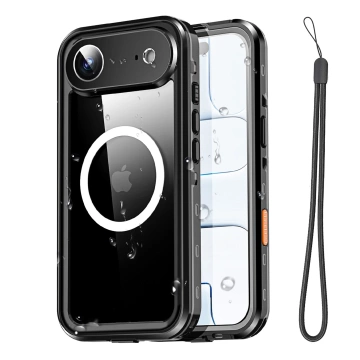 Alogy HydroArmor™ IP68 Schutzhülle für Apple iPhone 17 Air (6,6 Zoll), 360°-Rundumschutz mit transparenter Rückseite, MagSafe-kompatibel, Schwarz