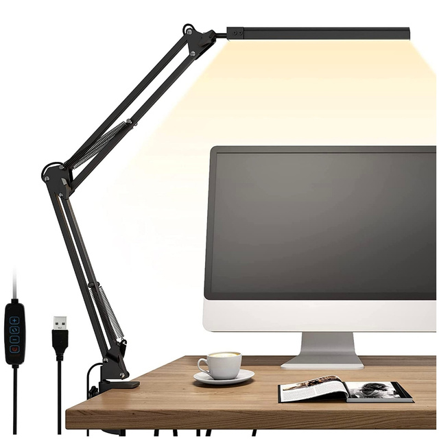 Stolní LED lampa Alogy Dreslarska USB s nastavitelným dlouhým ramenem na desku stolu Black