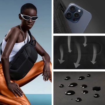 Bange Wasserdichter Rucksack, einzelne Schulter, Tablet-Tasche, 11 Zoll, Reisezubehör, 36 x 20,5 x 10,5 cm, für Arbeit, Schule, Flugzeug, Herren, Damen, Schwarz