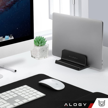 Вертикальна підставка для ноутбука телефон планшет 3в1 органайзер тримач регульована настільна підставка Alogy black