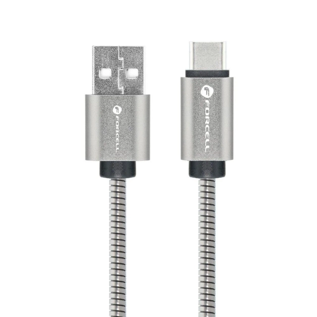 USB-A-auf-USB-C-Kabel 12 W 1 m Forcell Steel QC 3.0 CarPlay/Android Auto