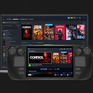 Броньований силіконовий захисний чохол PGTECH TPU Case для Steam Deck Black Glass Console