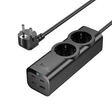 Подовжувач зарядного пристрою Hoco NS10 2 м 67 Вт 2x230 В USB-C 3x USB-A Чорний