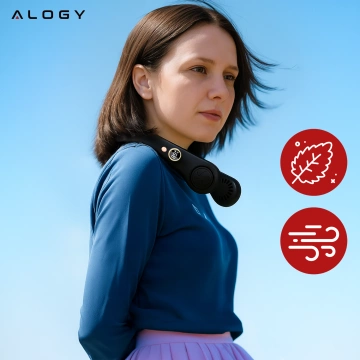 Alogy BreezeNeck™ Neck Fan Mini Air Circulator with Display 1500mAh Black