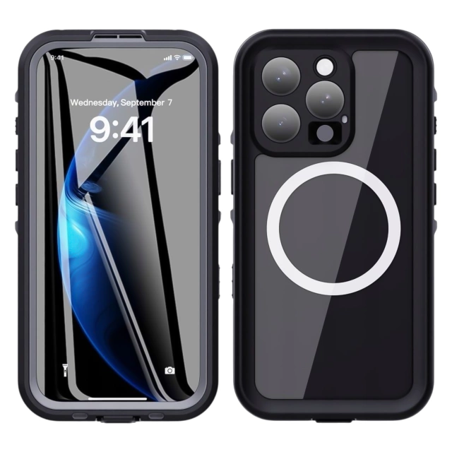 Vodotesné puzdro Alogy HydroArmor™ IP68 s priehľadným zadným pancierovým krytom 360 pre MagSafe pre Apple iPhone 16 Pro