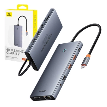 Hub 13in1 Baseus PortalJoy USB-C HDMI DP VGA C USB PD RJ45 Gray