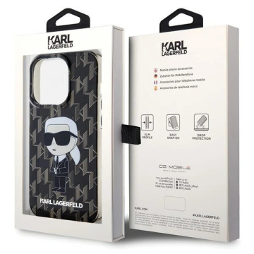 Original KARL LAGERFELD Hardcase KLHCP15LHNKMKLK Case for iPhone 15 PRO (Ikonik Monogram / black)