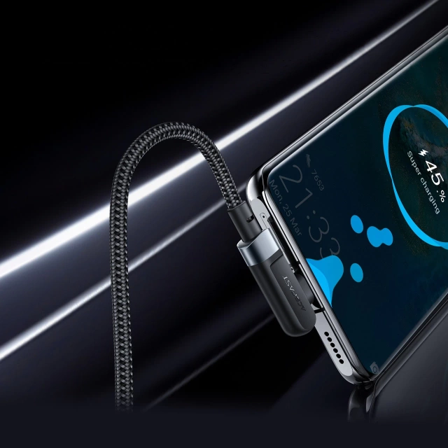 Acefast úhlový kabel USB Typ C - USB Typ C 2m, 100W (20V / 5A) černý (C5-03 Black)