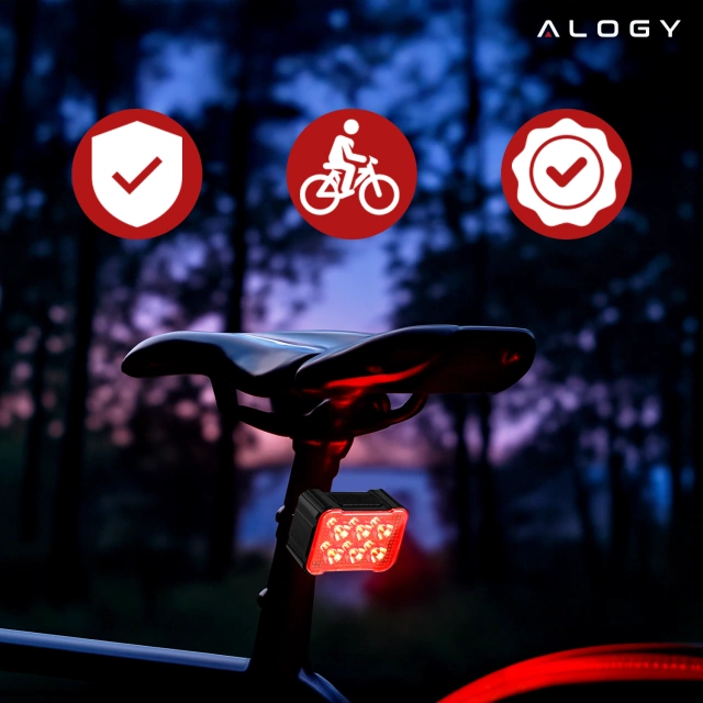 Lampka rowerowa LED Alogy SafeRide™ Lights Latarka na rower wodoodporne światło światełko na przód i tył przednia tylna 2 sztuki