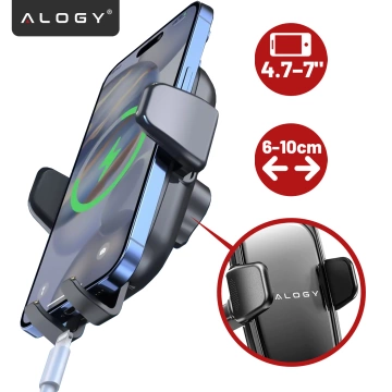 Držák telefonu do auta, okno, mřížka, kokpit, palubní deska, auto, auto, pro 7" telefon Alogy 3v1 Black Organizer