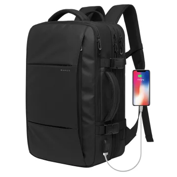 Водонепроникний рюкзак Bange для ноутбука 15.6", city traveler, 45х30х16 см, для роботи, літака, чоловічий, жіночий, з USB портом Чорний