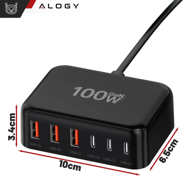 Розгалужувач HUB Alogy Adapter для ноутбука з USB-C на 3x USB-A 2.0 1x USB-A 3.0 сірий