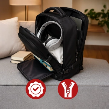 Bange wasserdichter Rucksack für 15,6-Zoll-Laptop, Stadtreisender, 45 x 30 x 16 cm, für Arbeit, Flugzeug, Herren, Damen, mit USB-Anschluss Schwarz
