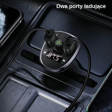 Sada handsfree do auta USAMS C21 s FM vysílačem, Bluetooth 5.0, MP3, 2xUSB 3.4A CC115GC01 (US-CC115) černá/černá