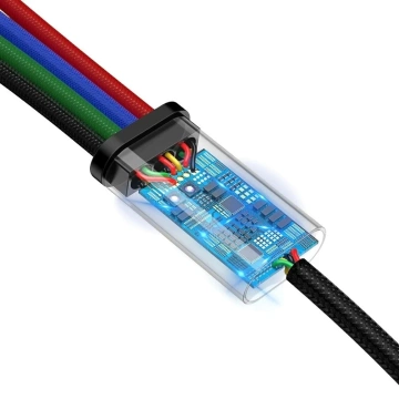 Baseus Kabel USB 4in1 2x Lightning / USB Typ C / Micro-USB-Kabel in Nylongeflecht 3,5A 1,2m schwarz (CA1T4-A01)