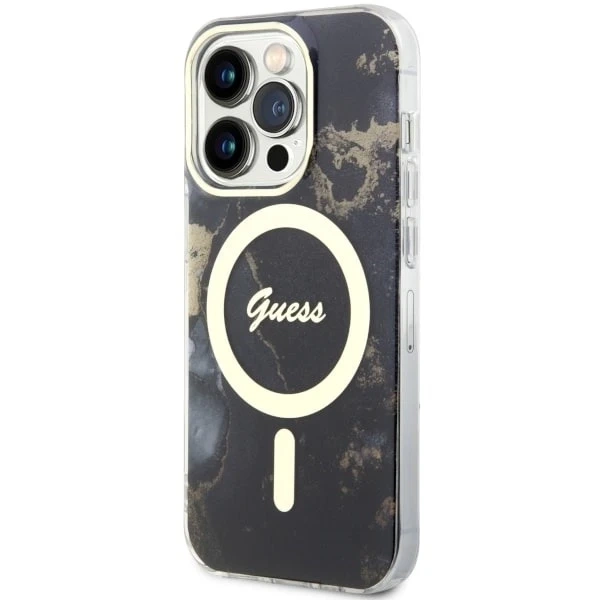 Etui na telefon Guess GUHMP14XHTMRSK до Apple iPhone 14 Pro Max 6,7" чорний/чорний твердий чохол Golden Marble MagSafe