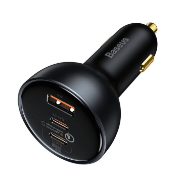 Baseus Qualcomm nabíjačka do auta, USB, 2x USB-C, 160W (sivá)