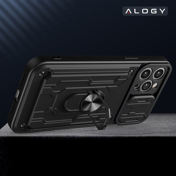 Alogy Camshield Stand Ring Wallet Case with Camera Cover and Card Slot for Apple iPhone 14 Pro Black