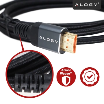 Kábel HDMI 2.1 Alogy 2m 8K PREMIUM ULTRA High Speed ​​60Hz 48GBps Czarny