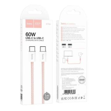 HOCO Kabel Typ-C auf Typ-C X104 1m Rosa PD 60W QC 3.0 Schnellladung