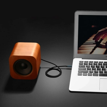 Angled cable UGREEN AUX 2 x mini jack 3.5 mm 1.5 m blue (AV112)