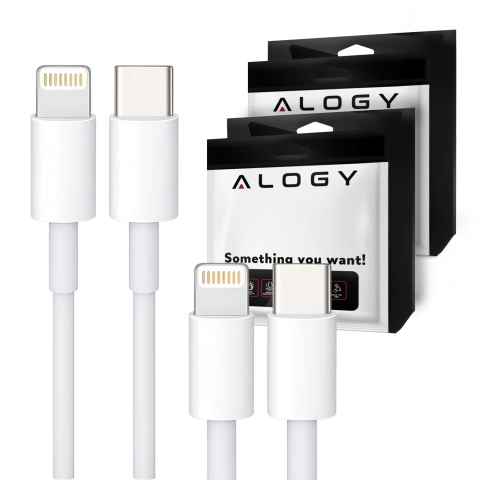 2m USB-C to Lightning kábel Alogy Fast Charge iPhone nabíjací kábel 20W biely
