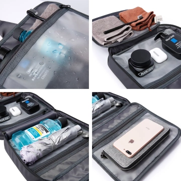 Bange Wasserdichte Kosmetiktasche 30x26x10 cm, faltbar, für Kosmetikzubehör, Reisen, Damen &amp; Herren, Schwarz