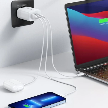 Ugreen rychlonabíječka 2x USB Type C / USB 65W PD3.0, QC3.0/4.0 bílá (CD275)