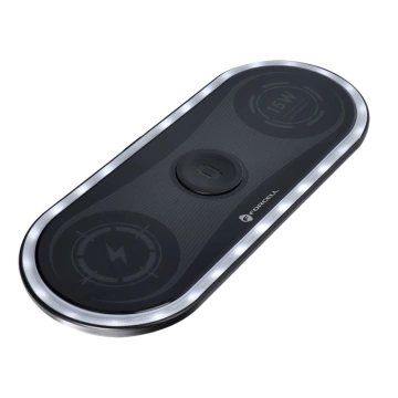 Indukční nabíječka 3v1 Forcell Ellipse Qi pro iPhone a hodinky AirPods 15W