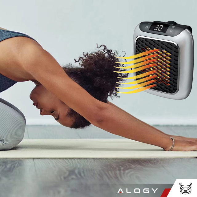 Výkonný mini elektrický ohřívač Farelka ventilátorový ohřívač pro zásuvkový kontakt Pilot 800W ohřívač ohřívač EU Alogy šedá