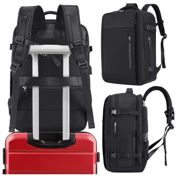 Водонепроникний рюкзак Bange для ноутбука 15.6", city traveler, 45х30х16 см, для роботи, літака, чоловічий, жіночий, з USB портом Чорний