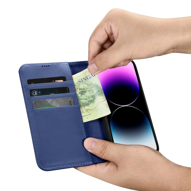 Чохол iCarerWallet Case 2in1 Phone Case для iPhone 14 Pro Max Anti-RFID Flip Leather Cover