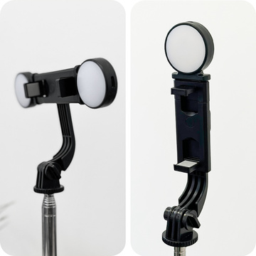Držiak telefónu na selfie tyč Statív Ring LED Statív s diaľkovým ovládaním Bluetooth čierny
