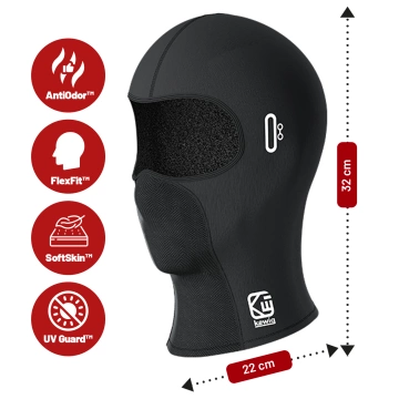 Kewig Motorcycle Balaclava Breathable and Windproof, Under Helmet for Motorcycles and Scooters, Quick-Drying, Moisture-Wicking, Antibacterial and UV Protection - Black