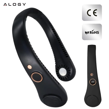 Alogy BreezeNeck™ krčný ventilátor mini cirkulátor s displejom 1500 mAh čierny