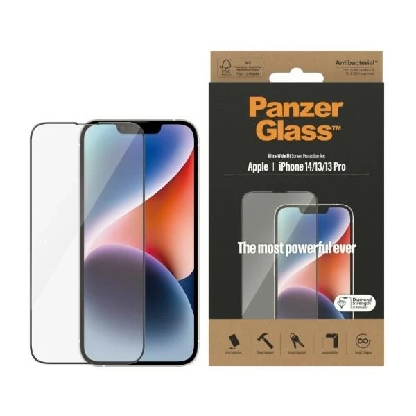 PanzerGlass Ultra-Wide Fit pro iPhone 14 / 13 Pro / 13 6,1" Antibakteriální ochrana obrazovky 2771