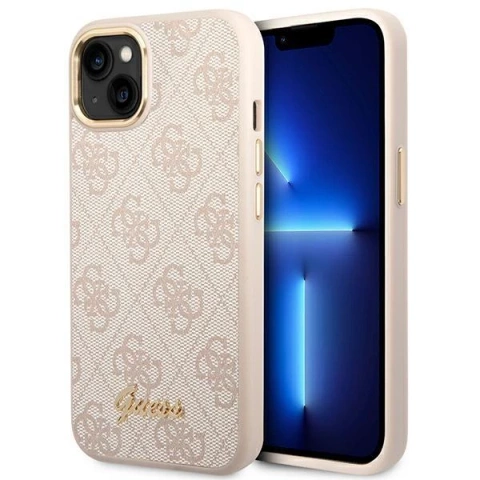 Чохол Guess GUHCP14SHG4SHP для Apple iPhone 14 6.1" рожевий/рожевий жорсткий чохол 4G Vintage Gold Logo