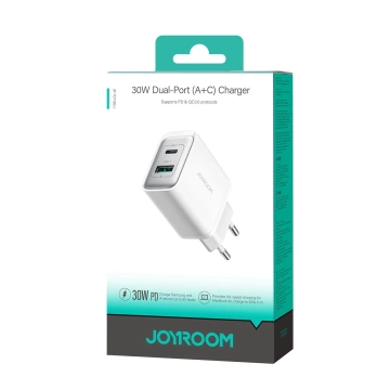 Мережевий зарядний пристрій Joyroom USB-C / USB-A 30 Вт - білий