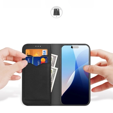 Kožený kryt Dux Ducis Hivo s RFID pro iPhone 16 Pro, černý