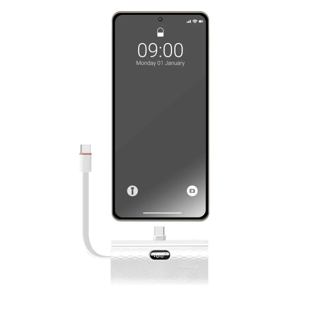 Зовнішній акумулятор FORCELL F-ENERGY Power Plug F5K3 із вбудованим роз'ємом Type-C PD 20 Вт 5000 мАг білого кольору