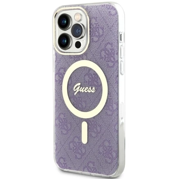 Guess GUHMP14XH4STU Handyhülle für Apple iPhone 14 Pro Max 6,7 Zoll Lila/Lila Hardcase 4G MagSafe