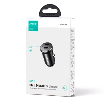 Joyroom JR-CCN06 30W Metal Car Charger, 2x USB-C – Black