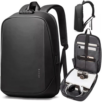 Bange Waterproof Backpack for Laptop 15.6" Travel 47x30x12.5 cm for Work School Airplane Men's Women's USB Anti-theft TSA Code Black