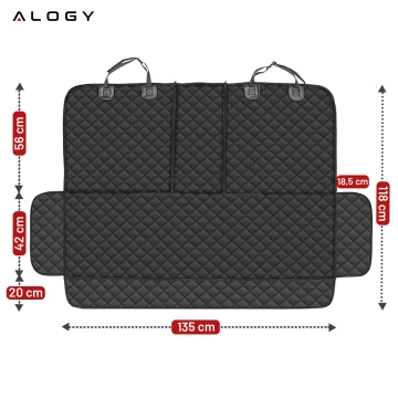 XXL Car Seat Protector, Backseat Cover, Car Seat Cover, for Dogs and Pets, Large, Alogy SeatGuard™ Black