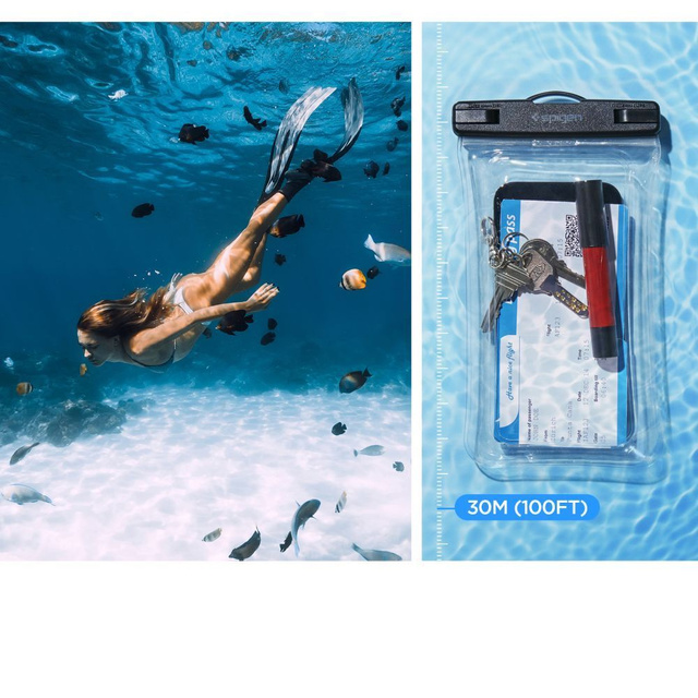 Universal Spigen A610 IPX8 waterproof case for phones up to 6.9 inches Crystal Clear