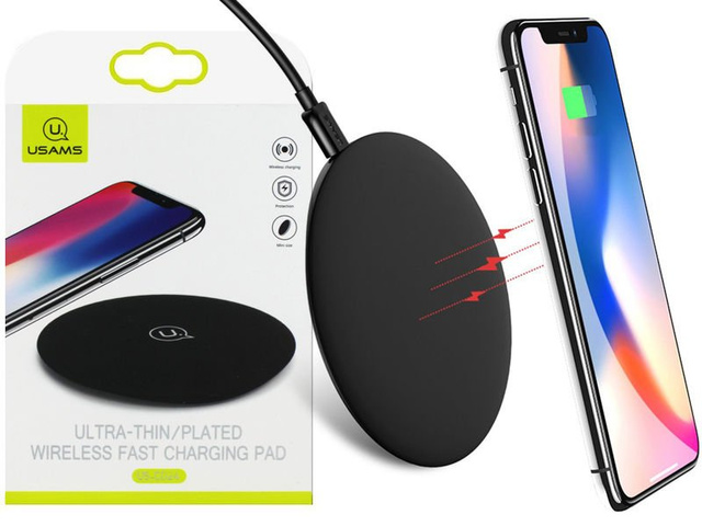 USAMS 10W inductive charger US-CD24 iPhone 8 X MFI black