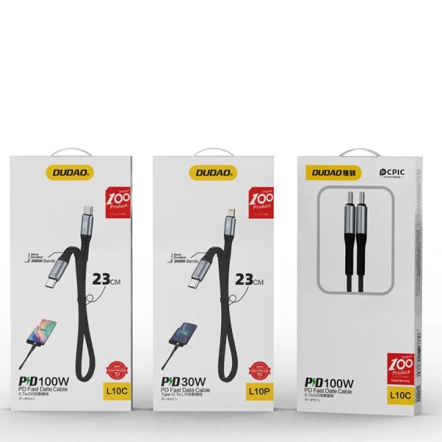 Dudao L10C kabel USB Typ C - USB Typ C PD100W černý (L10C)