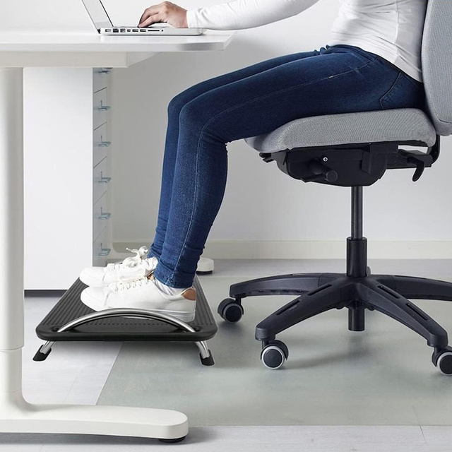 Kancelářská podnožka, podnožka, nohy, polohovatelná, pevná, pohodlná, nastavení úhlu, pro počítač, černá