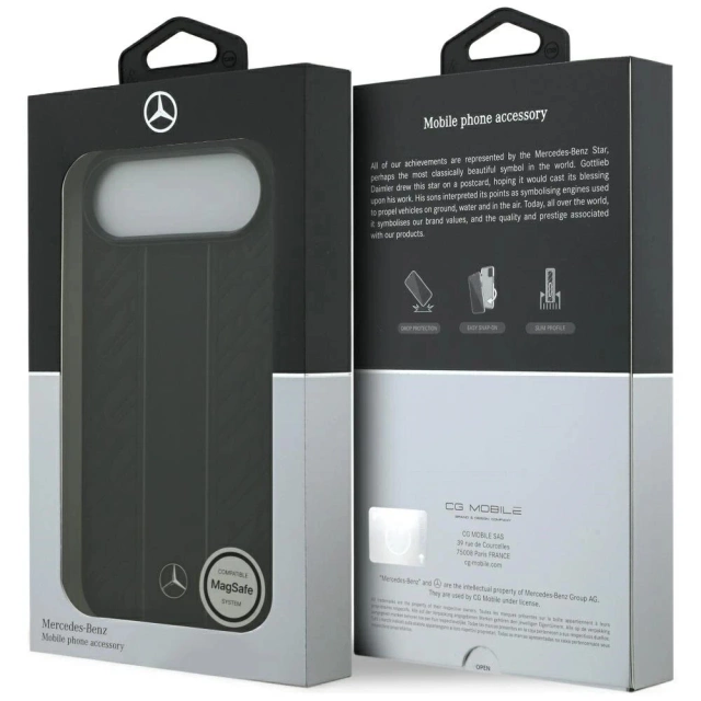 Etui do iPhone 17 Air Mercedes-Benz Leather Laurel Leaves MagSafe Black